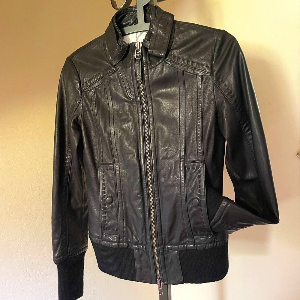 Mackage for Aritzia Genuine Lambskin Black Leather Jacket 1P/XS